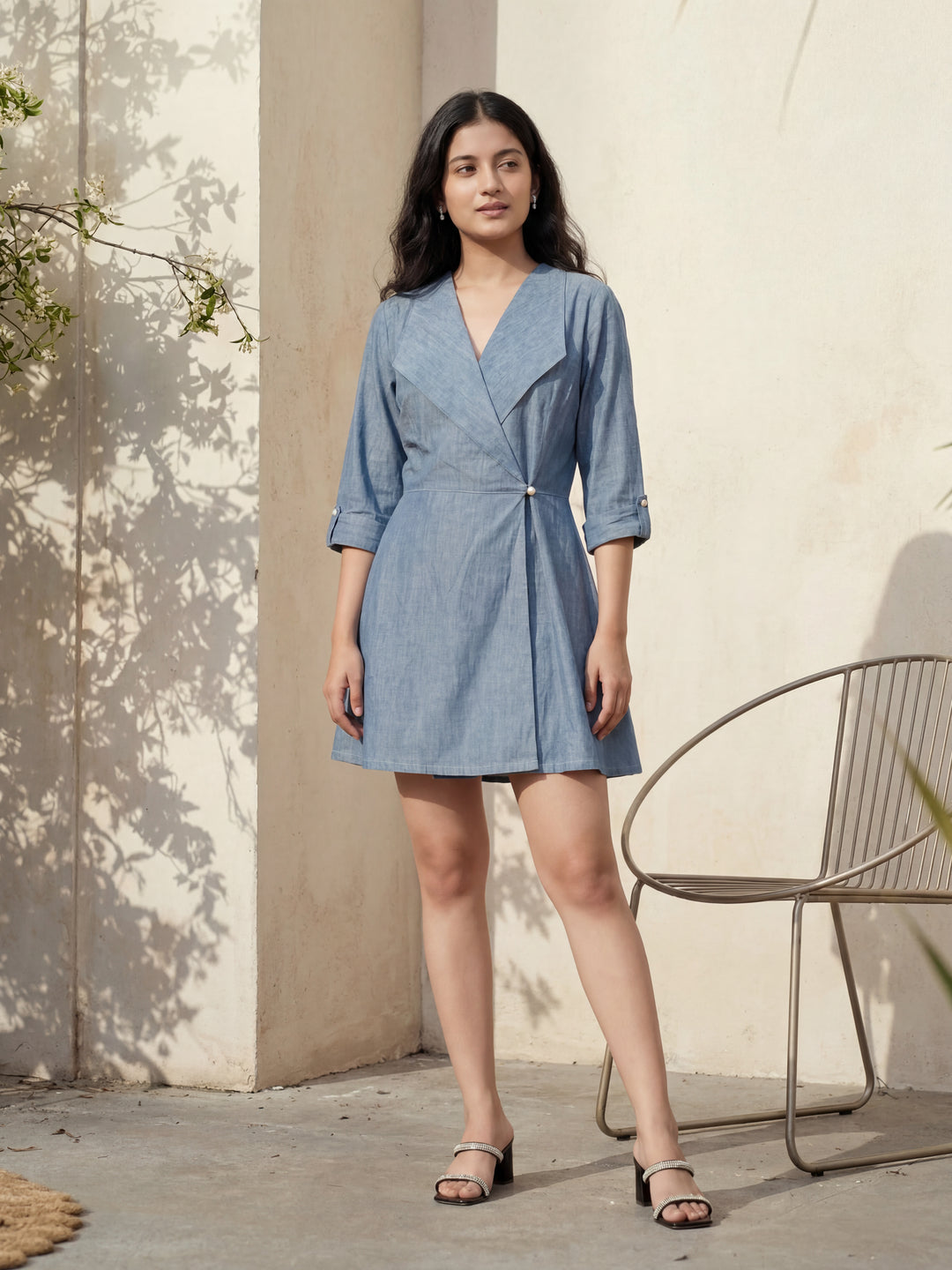 Denim Wrap Peplum Top
