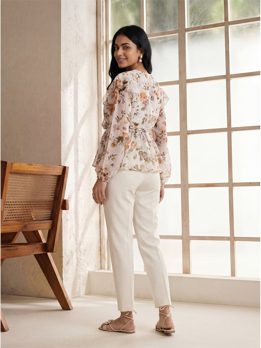 Off-White Floral Peplum Top