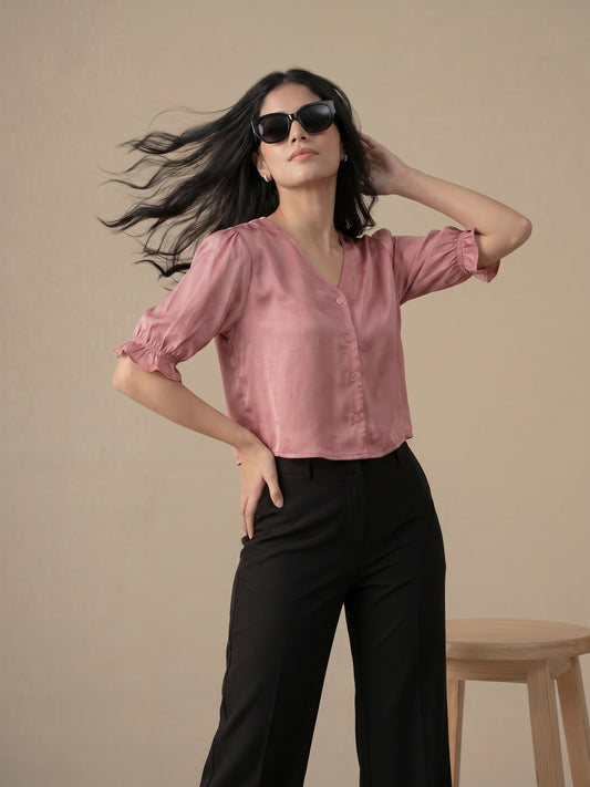 Pink Button Down Top
