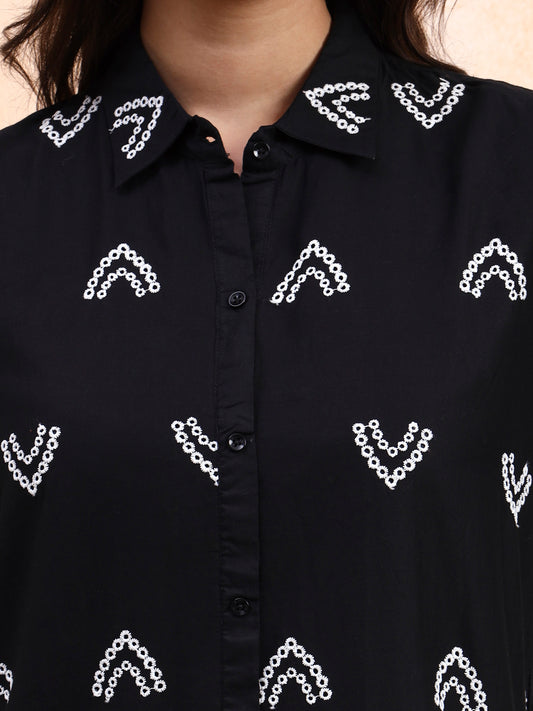 Black Schiffli Co-ord Set