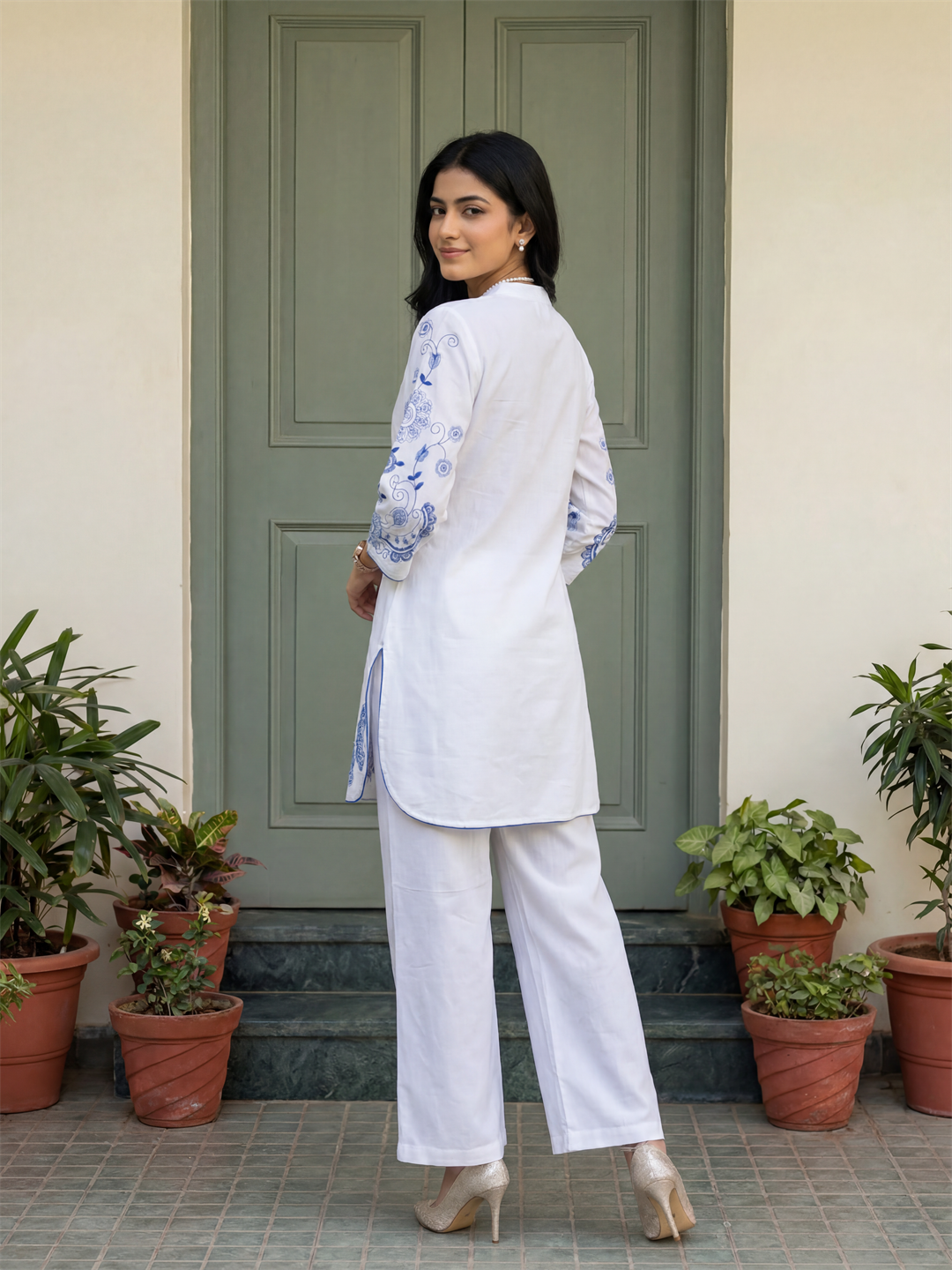White Embroidered Co-ord Set