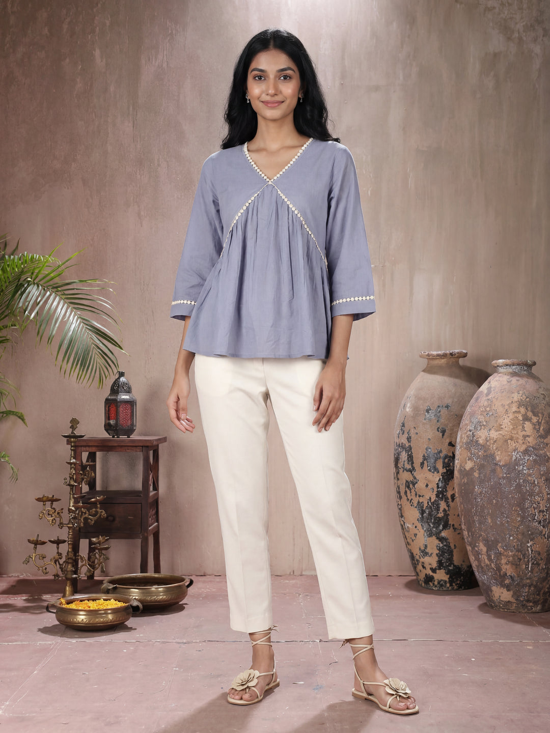 Powder Blue Peplum Top