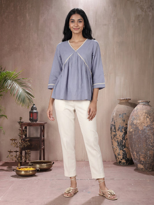 Powder Blue Peplum Top