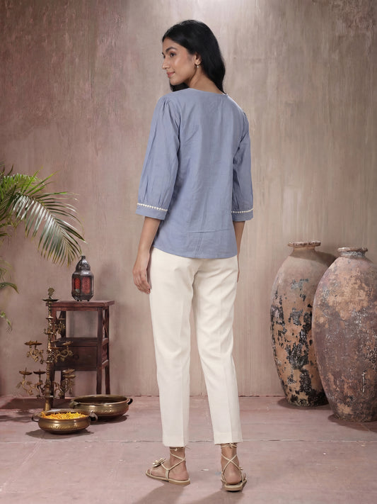 Powder Blue Peplum Top