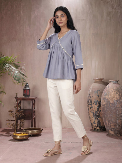 Powder Blue Peplum Top
