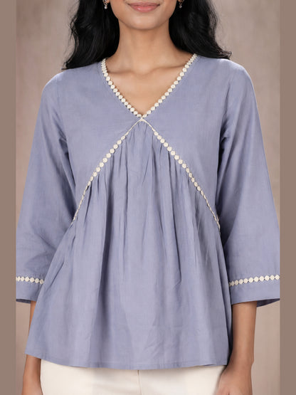 Powder Blue Peplum Top
