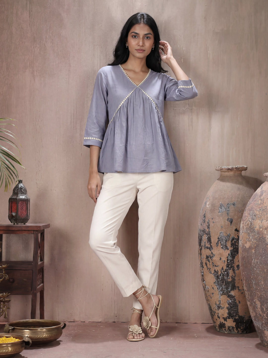Powder Blue Peplum Top
