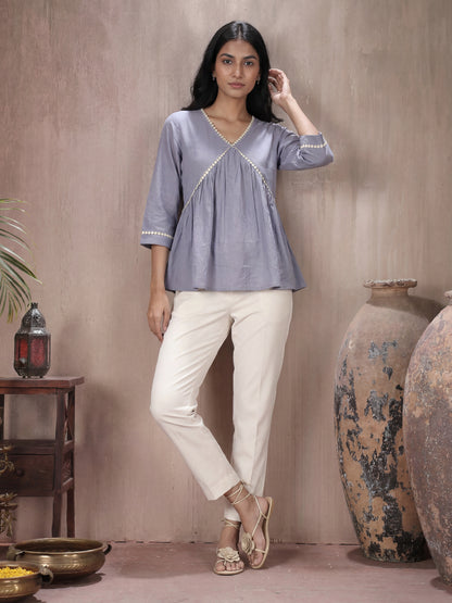 Powder Blue Peplum Top