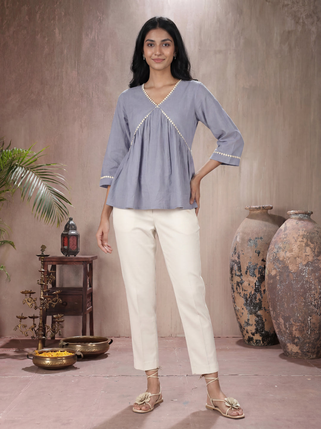 Powder Blue Peplum Top