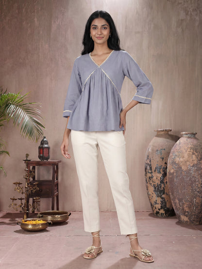 Powder Blue Peplum Top