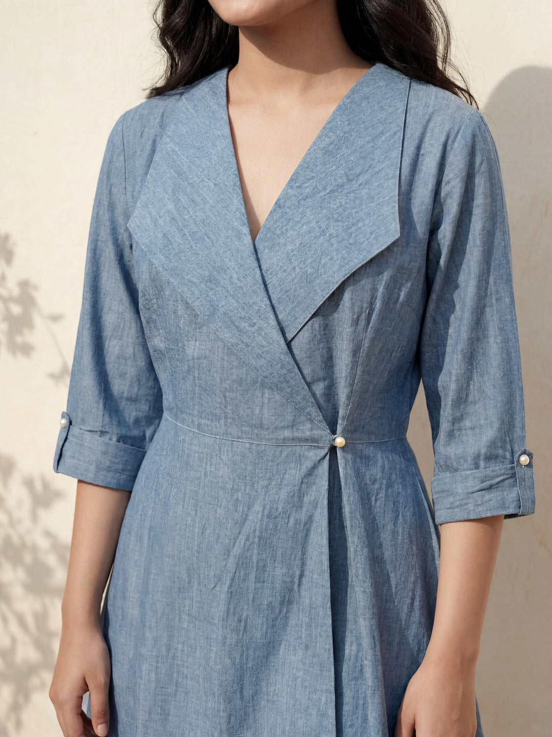 Denim Wrap Peplum Top