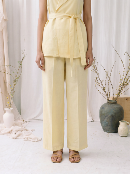 Yellow Belted Sleeveless Co-ord Set
