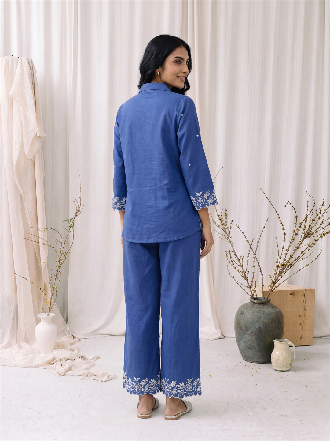 Indigo Blue Embroidered Co-ord Set