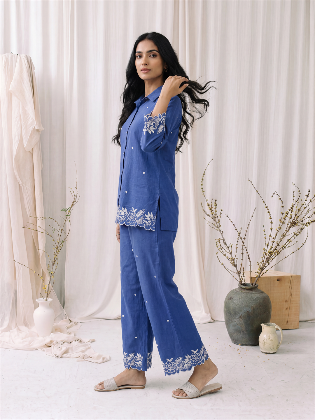 Indigo Blue Embroidered Co-ord Set