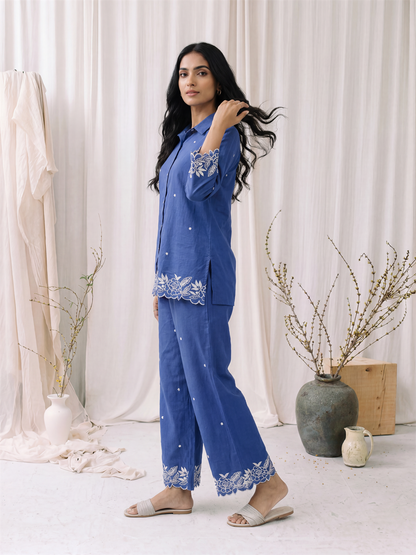 Indigo Blue Embroidered Co-ord Set