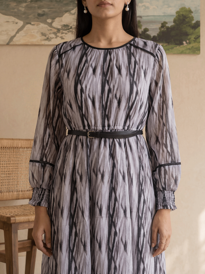 Dusty Mauve Printed Midi Dress
