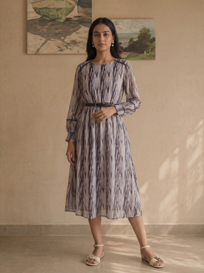 Dusty Mauve Printed Midi Dress