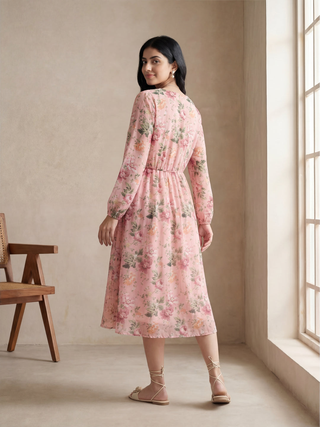 Light Pink Floral Tunic Dress