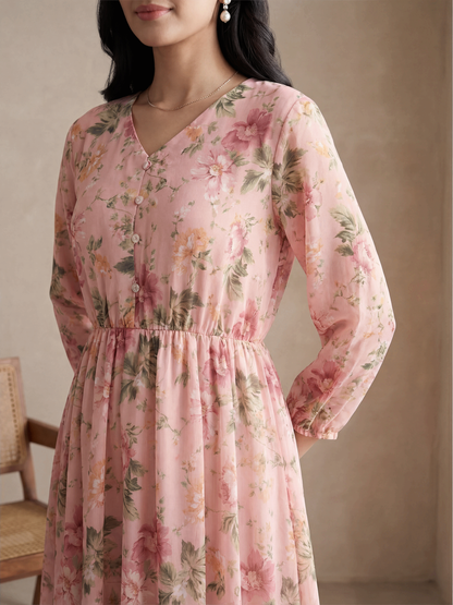 Light Pink Floral Tunic Dress