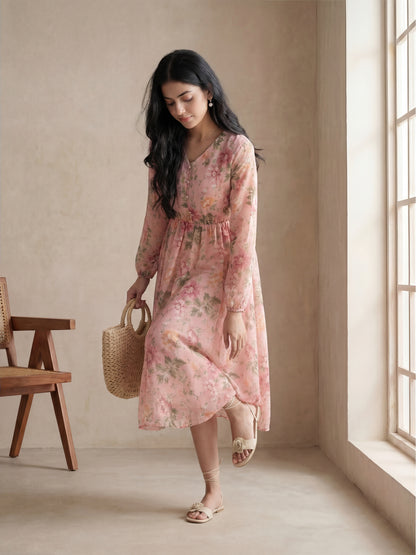 Light Pink Floral Tunic Dress