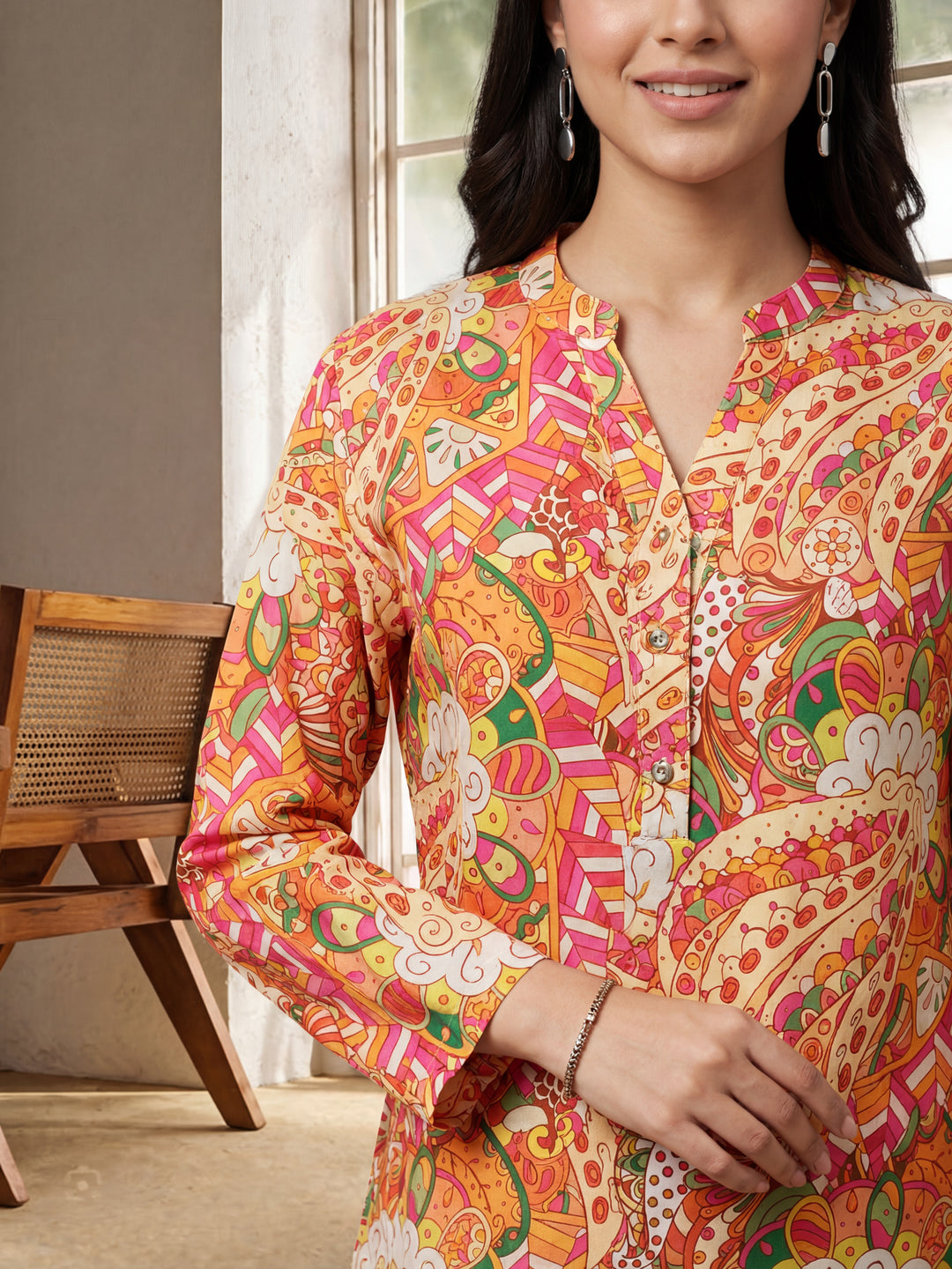 Multi Floral Button Down Top