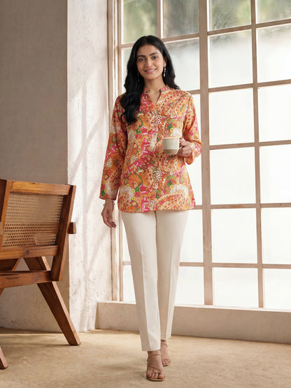 Multi Floral Button Down Top