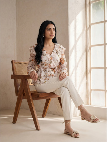 Off-White Floral Peplum Top