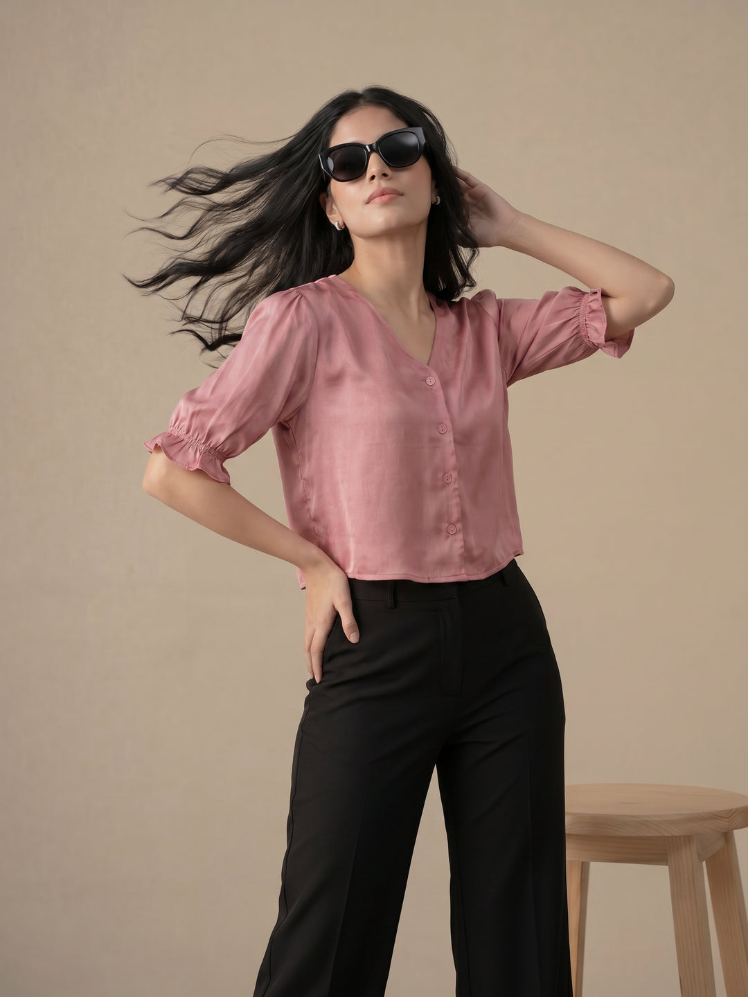 Pink Button Down Top