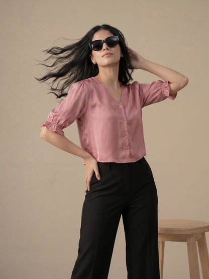 Pink Button Down Top