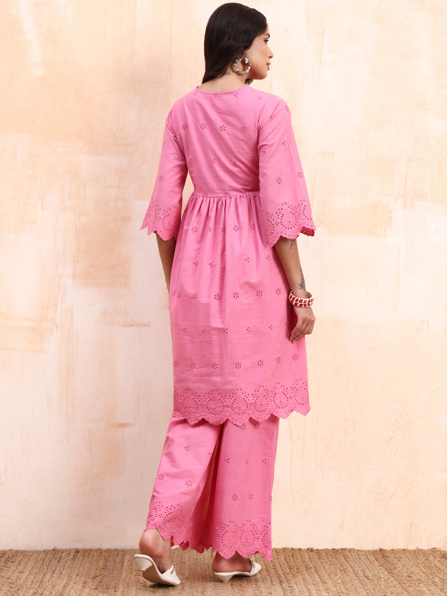 Pink Schiffli Co-ord Set