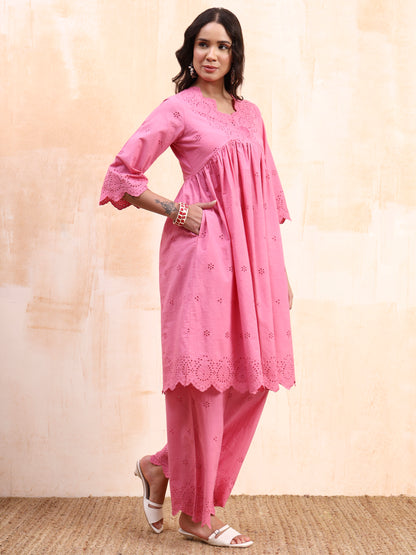 Pink Schiffli Co-ord Set