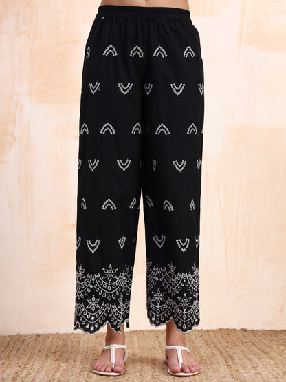 Black Schiffli Co-ord Set