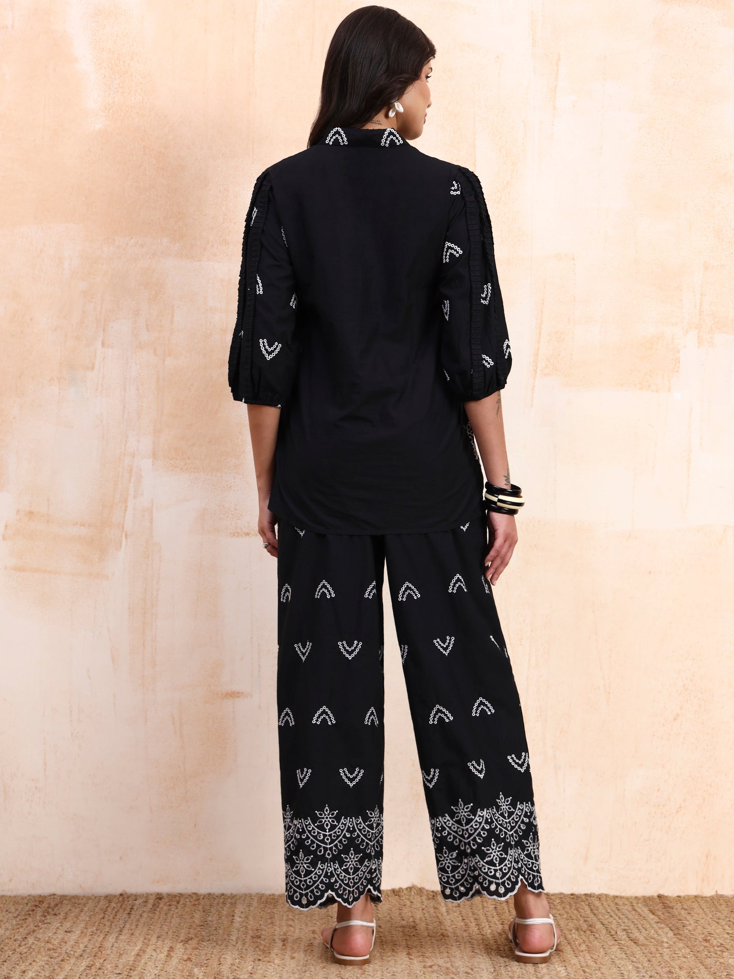 Black Schiffli Co-ord Set