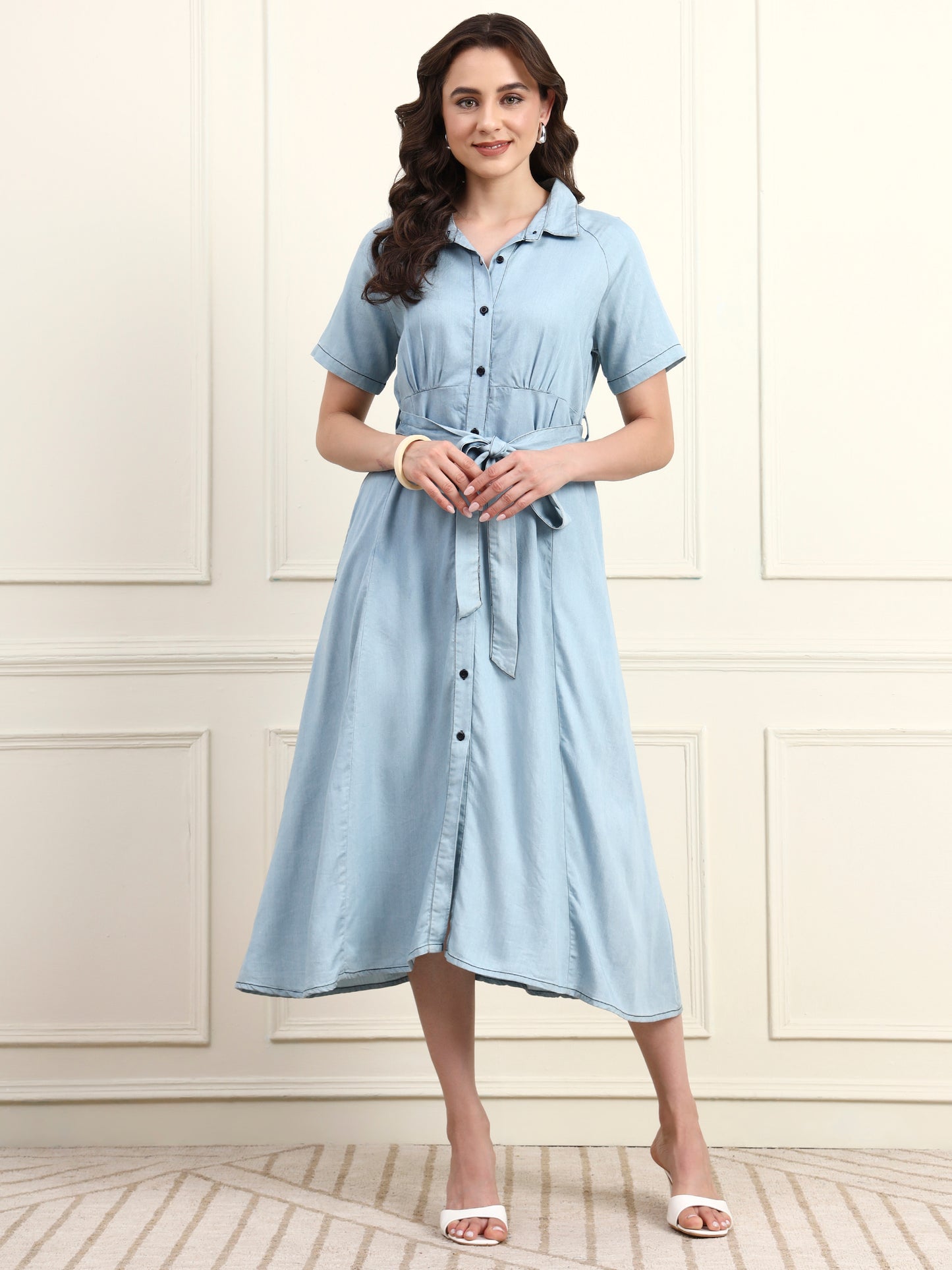 Denim Button Down Midi Dress