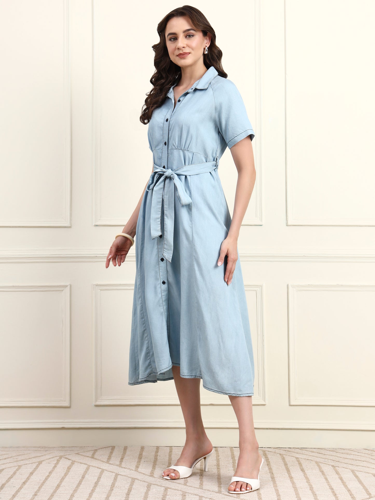 Denim Button Down Midi Dress