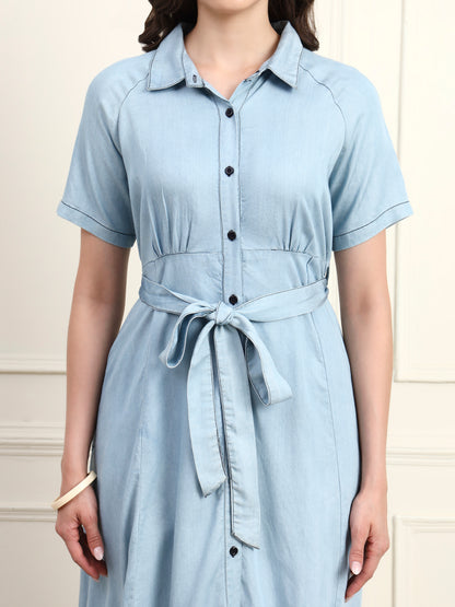 Denim Button Down Midi Dress