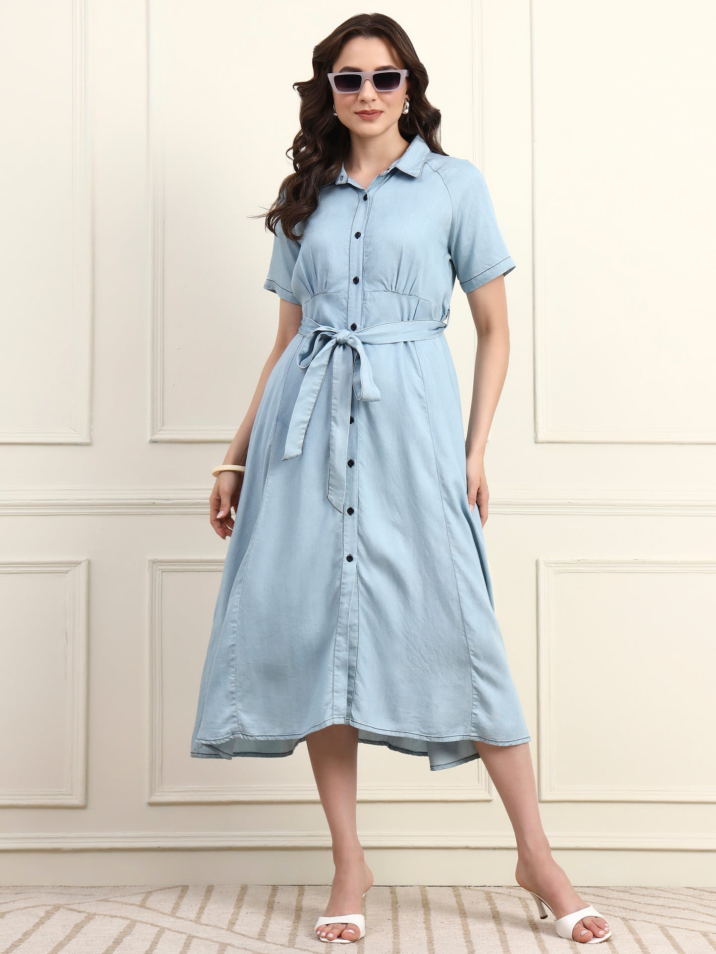 Denim Button Down Midi Dress