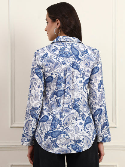 Blue Paisley Printed Top