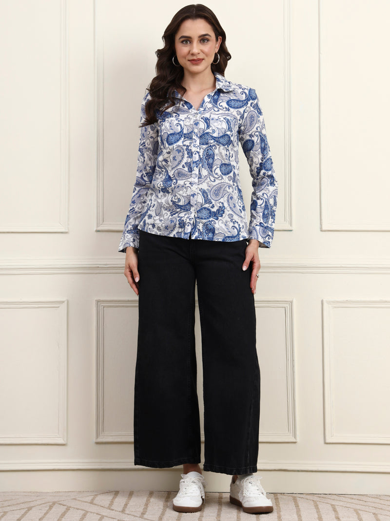 Blue Paisley Printed Top