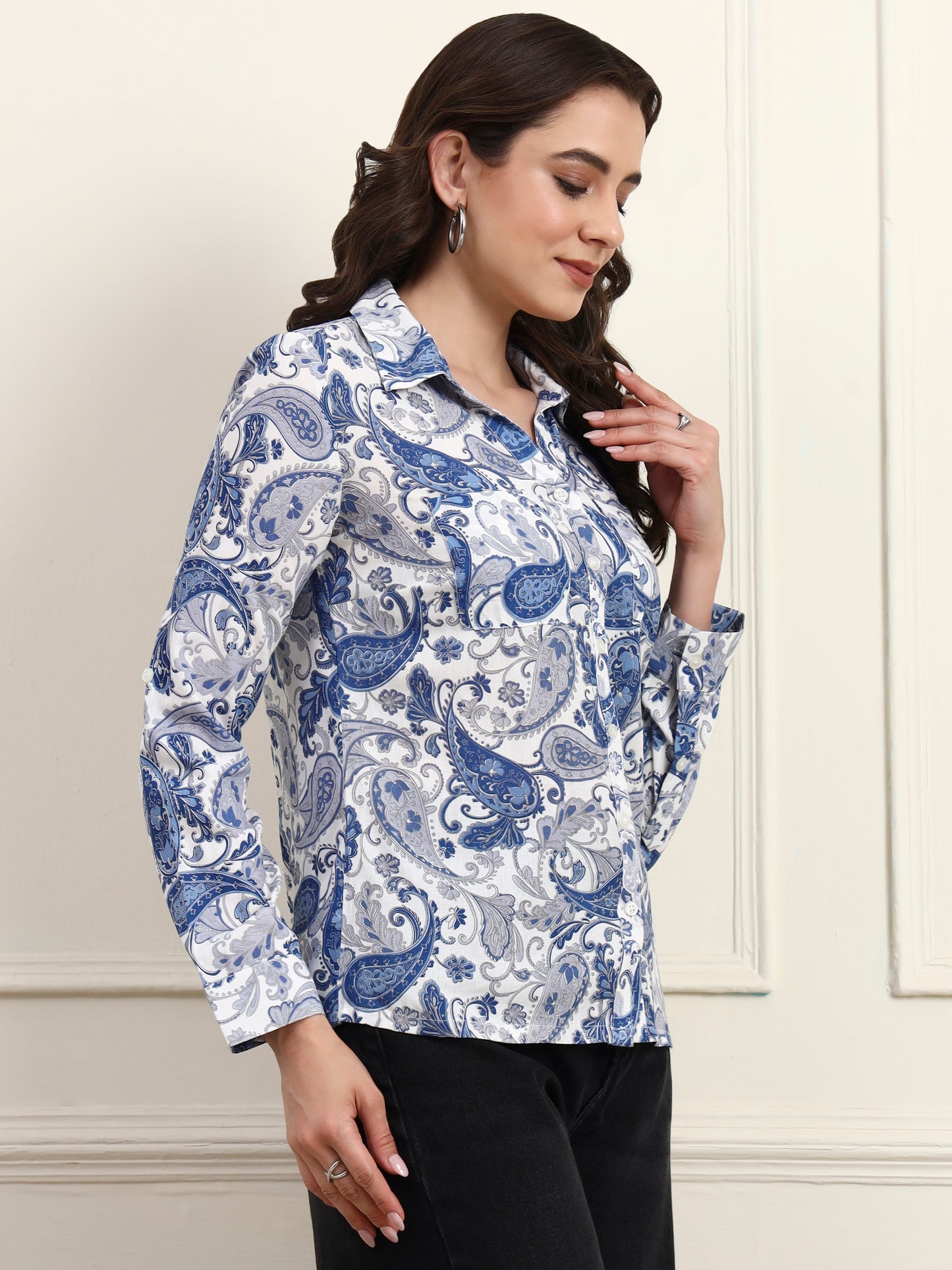 Blue Paisley Printed Top