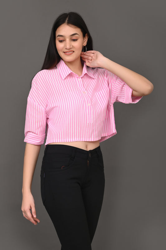 Pink Solid Straight Style shirt