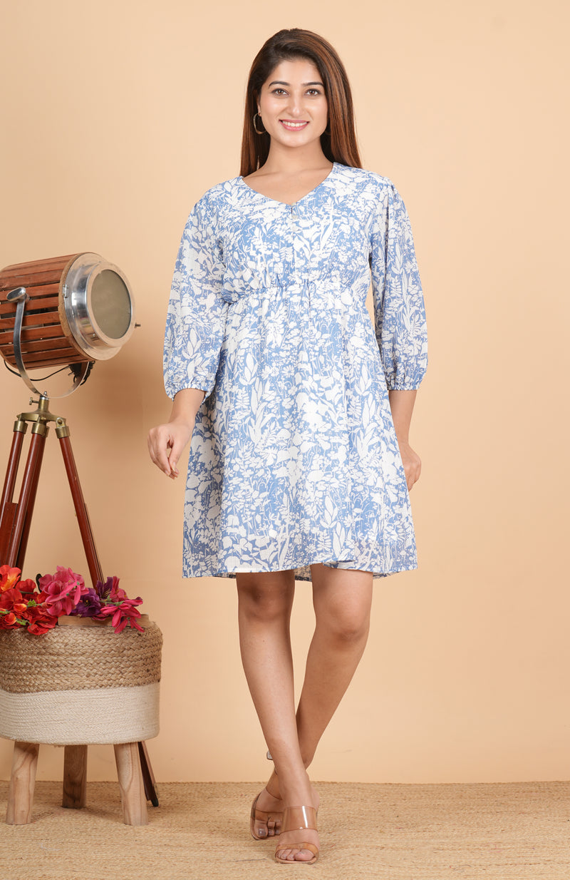Blue printed dress