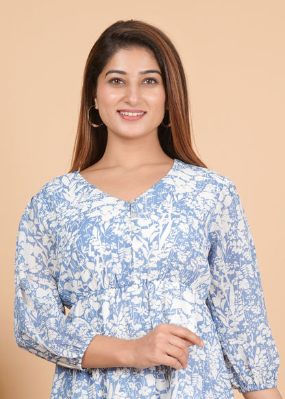 Blue printed dress