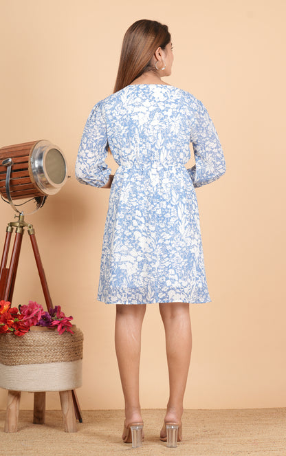 Blue printed dress