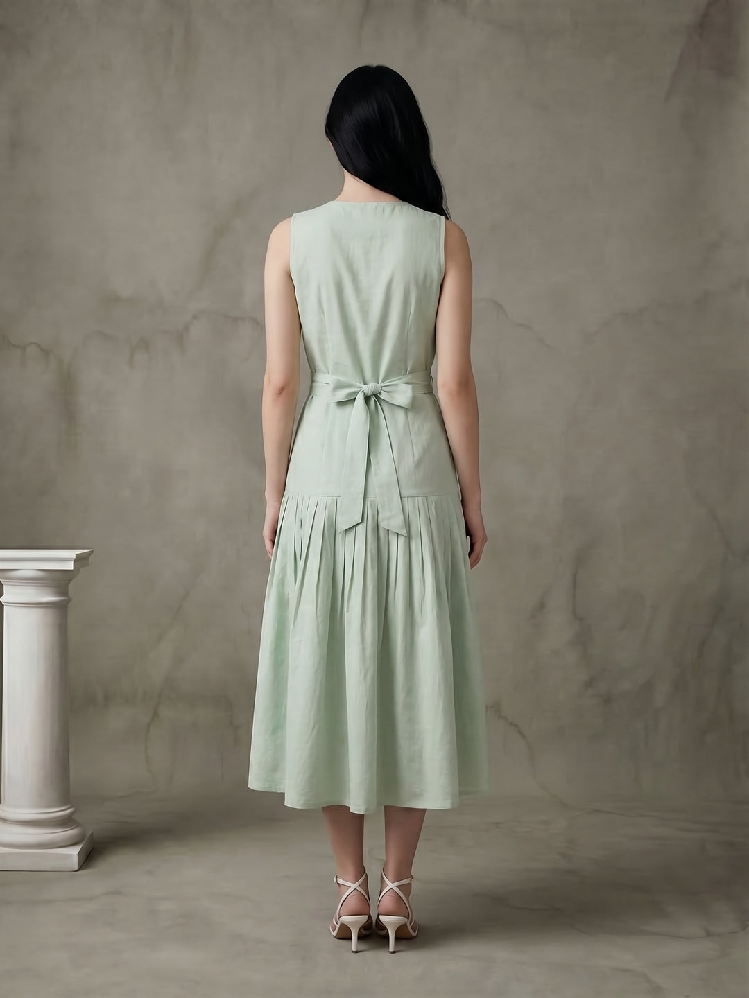 Mint Green Pleated Midi Dress