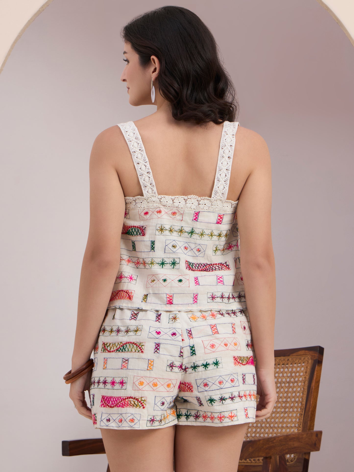 Multicolour Hand Embroidered Co-ord Set