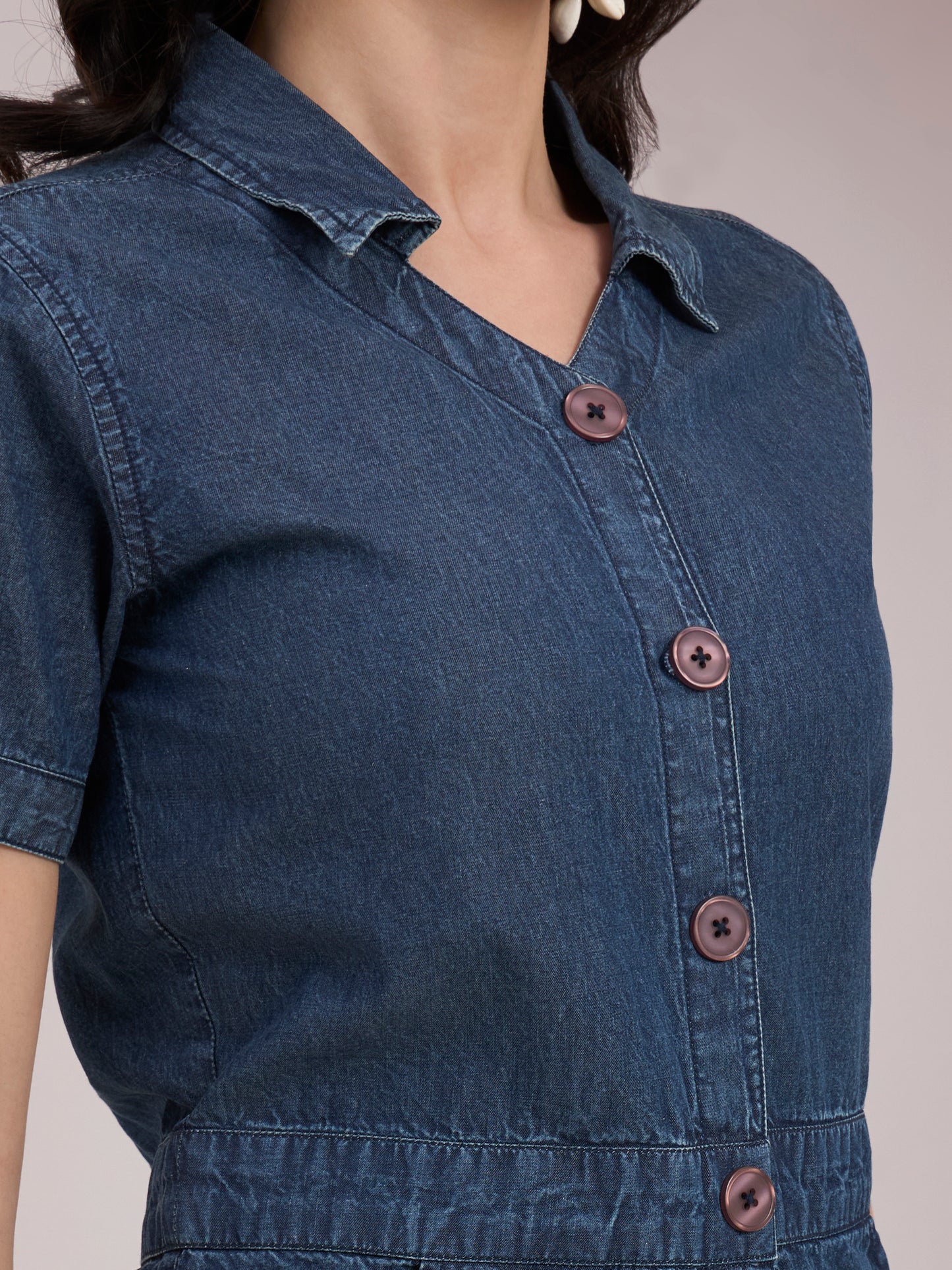 Button-Down Denim Mini Dress
