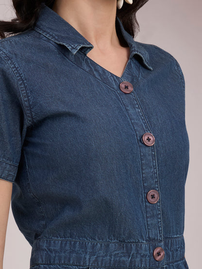 Button-Down Denim Mini Dress