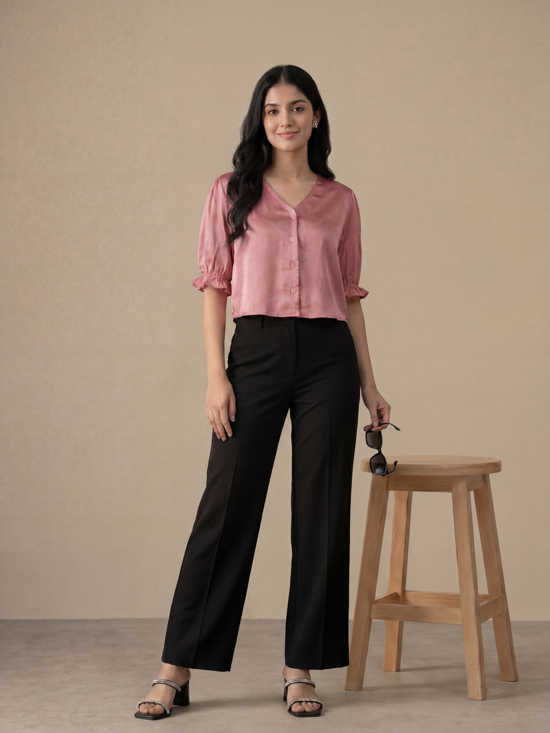 Pink Button Down Top
