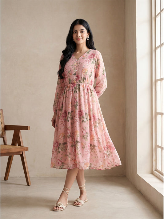 Light Pink Floral Tunic Dress